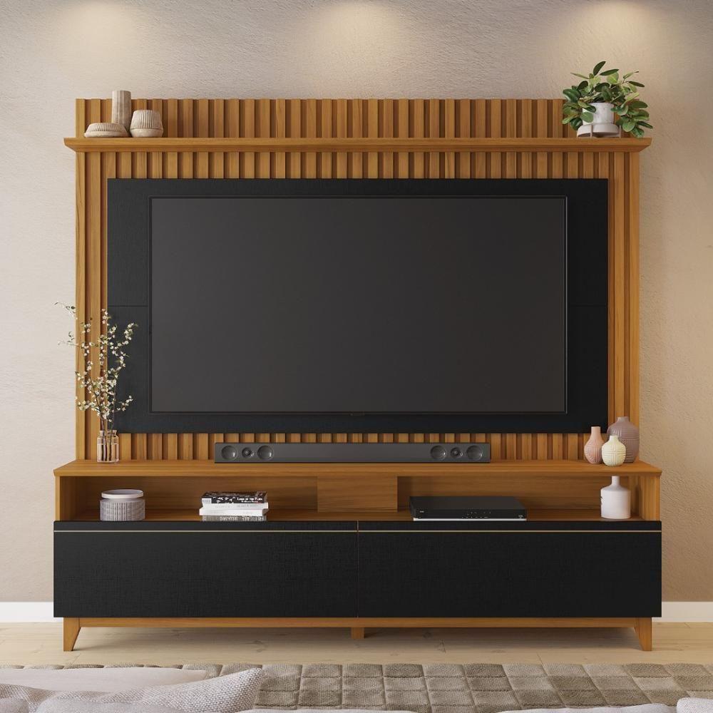 Estante Home Para Tv Até 65 Polegadas 183cm 2 Portas Panamá Notável Freijó/preto