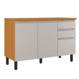 Balcão De Cozinha Triplo Com Tampo 3 Portas 2 Gavetas 1,20m Cinamomo-off White Namur Itatiaia Cinamo-off