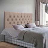 Cabeceira Painel Suspensa Capitonê Estofada Suede Para Cama De Casal 140cm X 55cm Bege