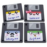Jogo De Porta Copos Floppy Disk Disquetes Bebidas - 4 Peças