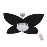Ventilador De Teto Escovado 4 Pás Preto 220v C/ Controle