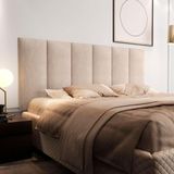 Cabeceira Painel Suspensa Madri Estofada Suede Para Cama De Casal Queen 160cm X 55cm Bege