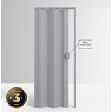 Porta de PVC Sanfonada 210x85cm Permatti Cinza Liso