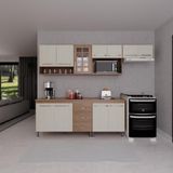 Cozinha Modulada Completa Fidelitá Paris 5 Peças 260cm 11 Portas 3 Gavetas Com Tampo Nogal/salinas