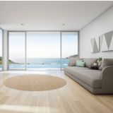 Tapete Sisal Mhd Redondo Liso 200cm Apaeb Areia E Camelo