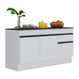 Balcão Cozinha Gabinete Pia 150cm Com Rodapé 3 Portas 1 Gaveta Veneza Multimóveis V2107 Branco/preto