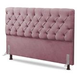Cabeceira Cama Box Casal King Size Lylla 195cm Capitonê Com Frame Veludo Rosê - Abmaza