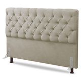 Cabeceira Cama Box Casal Lylla 140cm Capitonê Com Frame Sintético Bege - Abmaza