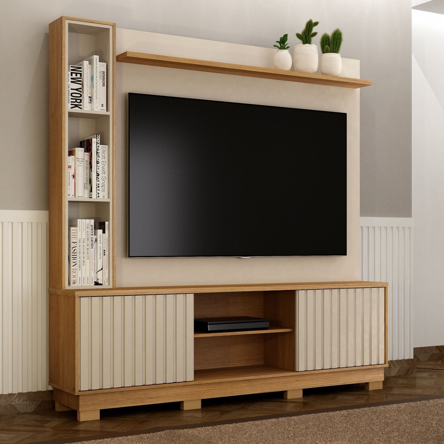 Home Theater 2 Portas Ripadas Montenegro Off White/cinamomo