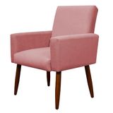 Poltrona Decorativa Para Sala E Quarto Nina Suede Herrero Cor:rosa Bebê