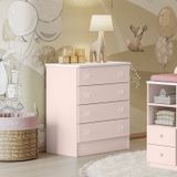 Cômoda De Bebê 4 Gavetas Doce Sonho 777 Rosa Acetinado