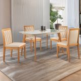 Conjunto Sala De Jantar Mesa Versales 120cm Com 4 Cadeiras Hydra estrutura Em Madeira Maciça E Tampo Mdf/vidro Cinamomo/off White/terra