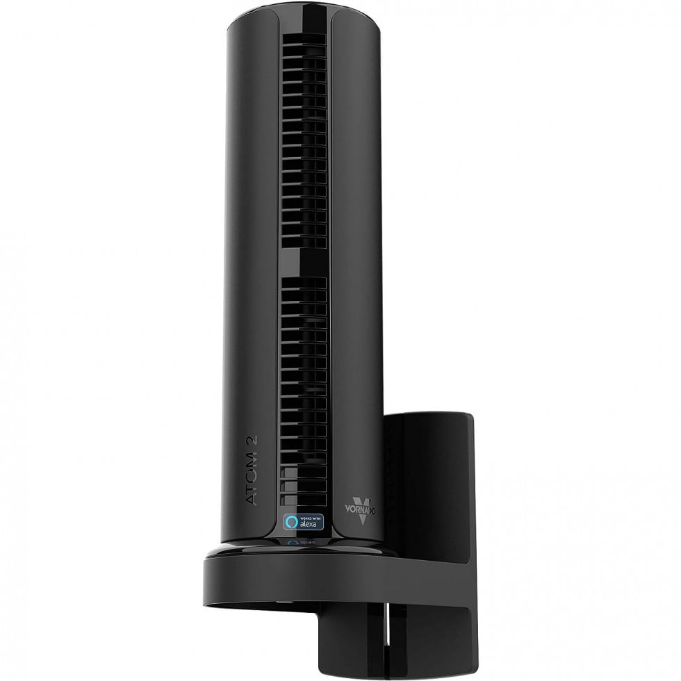 Ventilador De Torre Oscilante Com Suporte De Parede E Controle De Voz Alexa, 110v, Vornado Atom 2w Ae, Preto