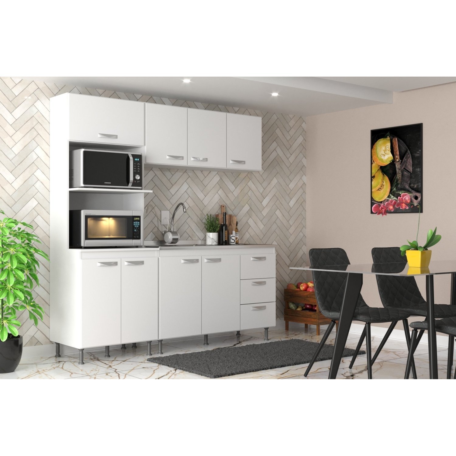 Cozinha Modulada 3 Peças Ipanema Branco