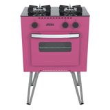 Fogão Portátil Venax Mini Cook 2 Bocas Mesa De Vidro Rosa