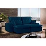 Sofa Retrátil E Reclinável 3 Lugares Com Molas Ensacadas E Pillow Top Momo Espresso Móveis Azul