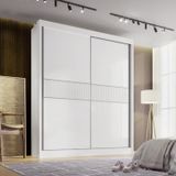 Guarda-roupa Mdf Ripado 2 Portas De Correr 3 Gavetas Milos Branco