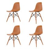 Conjunto Com 4 Cadeiras Para Sala De Jantar Eames Pp Dsw Inj Tangerina