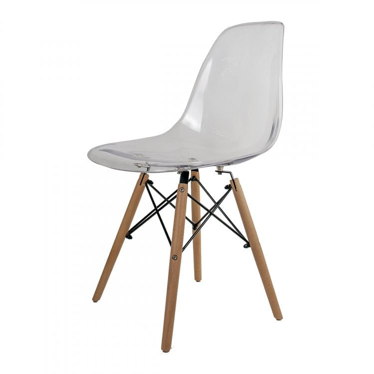 Cadeira Base em Madeira Natural Eames DSW-M Empório Tiffany Transparente