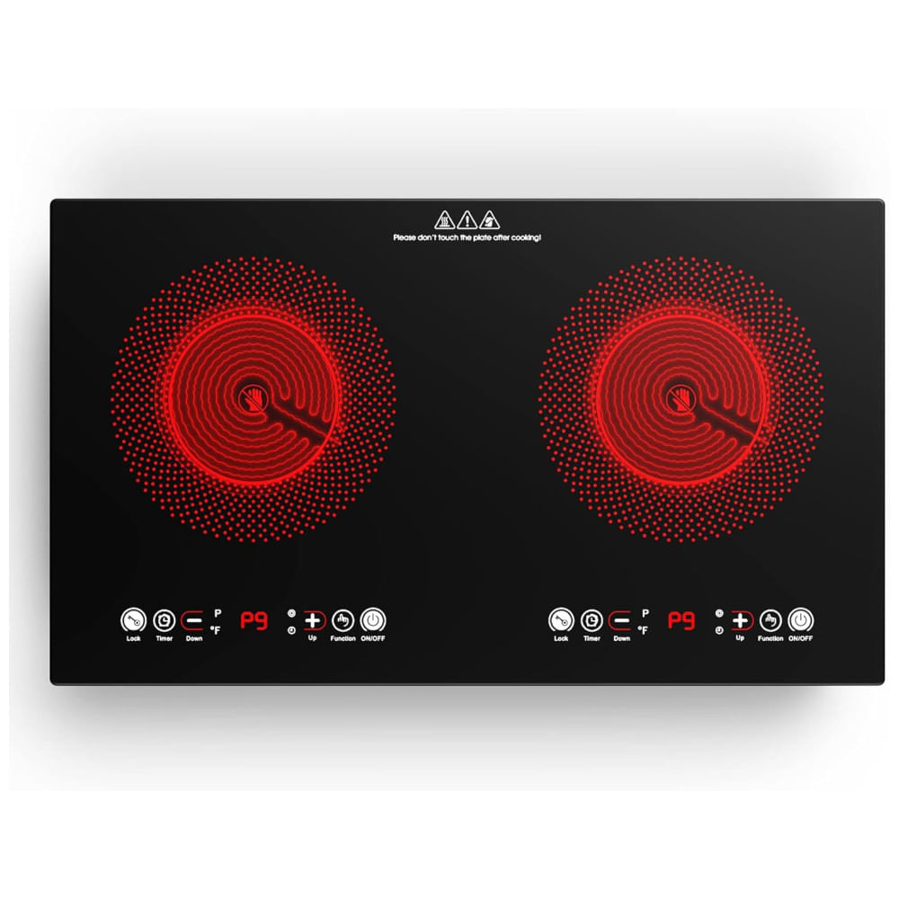 Cooktop De Indução Elétrico Com 2 Queimadores De 60 Cm, 9 Níveis De Temperatura,