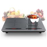 Cooktop De Indução Elétrico Com 2 Queimadores De 60 Cm, 9 Níveis De Temperatura E Trava De Segurança, 110v 4000w, Potfya, Cinza