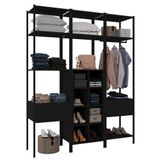 Guarda Roupa Closet Modulado 3 Peças Oxford Preto