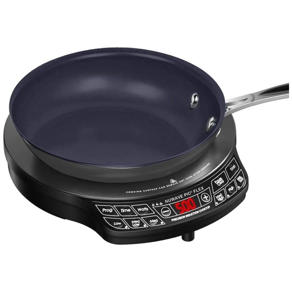 Cooktop De Indução Portátil Com Frigideira Antiaderente De Cerâmica De 22cm, 110v 1300w, Nuwave, Preto