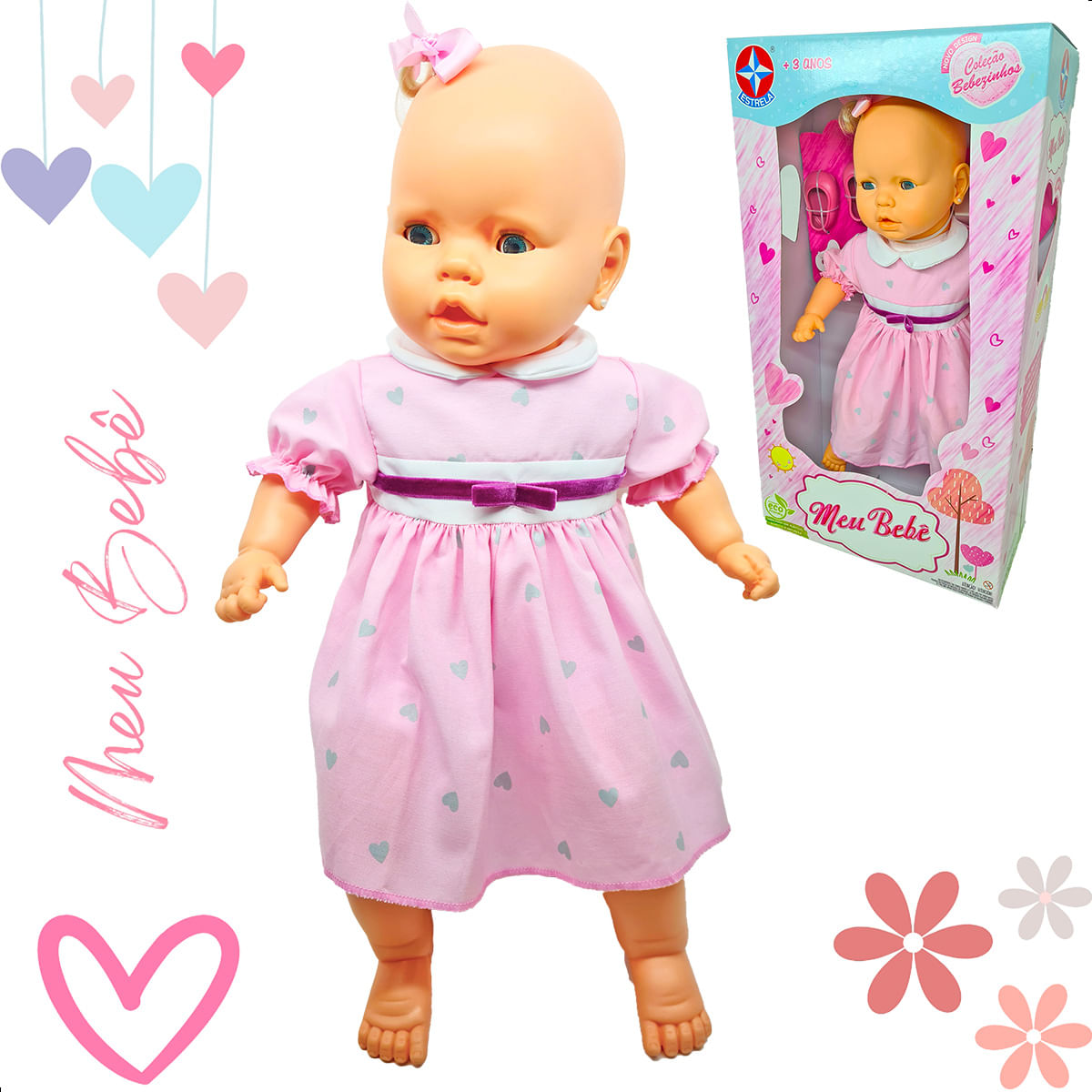 Boneca Meu Bebê Vestido Rosa 60 Cm - Estrela 1001003000057