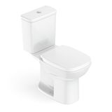 Kit Vaso Sanitário Com Caixa Acoplada E Assento Soft Close Debba Square Roca Branco Brilhante