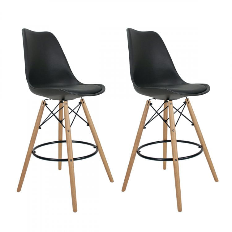 Kit 2 Banquetas Saarinen Empório Tiffany Preto