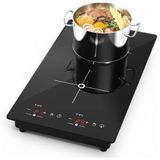 Cooktop De Inducao Dupla Vbgk, Cooktop De Inducao Portatil De 12 Polegadas Com Queimador De Inducao, Com Tela De Toque Lcd 9 Niveis De