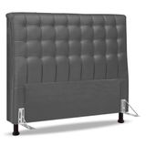 Cabeceira Cama Box Casal King Size Ciara 195cm Botonê Com Frame Suede Cinza - Abmaza