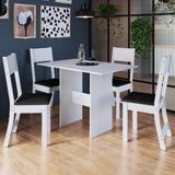 Conjunto Sala De Jantar Fidelitá Siena Com 4 Cadeiras Branco Assento Preto