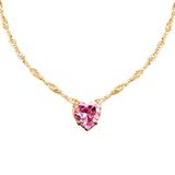 Colar Feminino Banhado Aço Inox Ouro + Pingente Rosa Strass Qualidade Premium Moda Coração