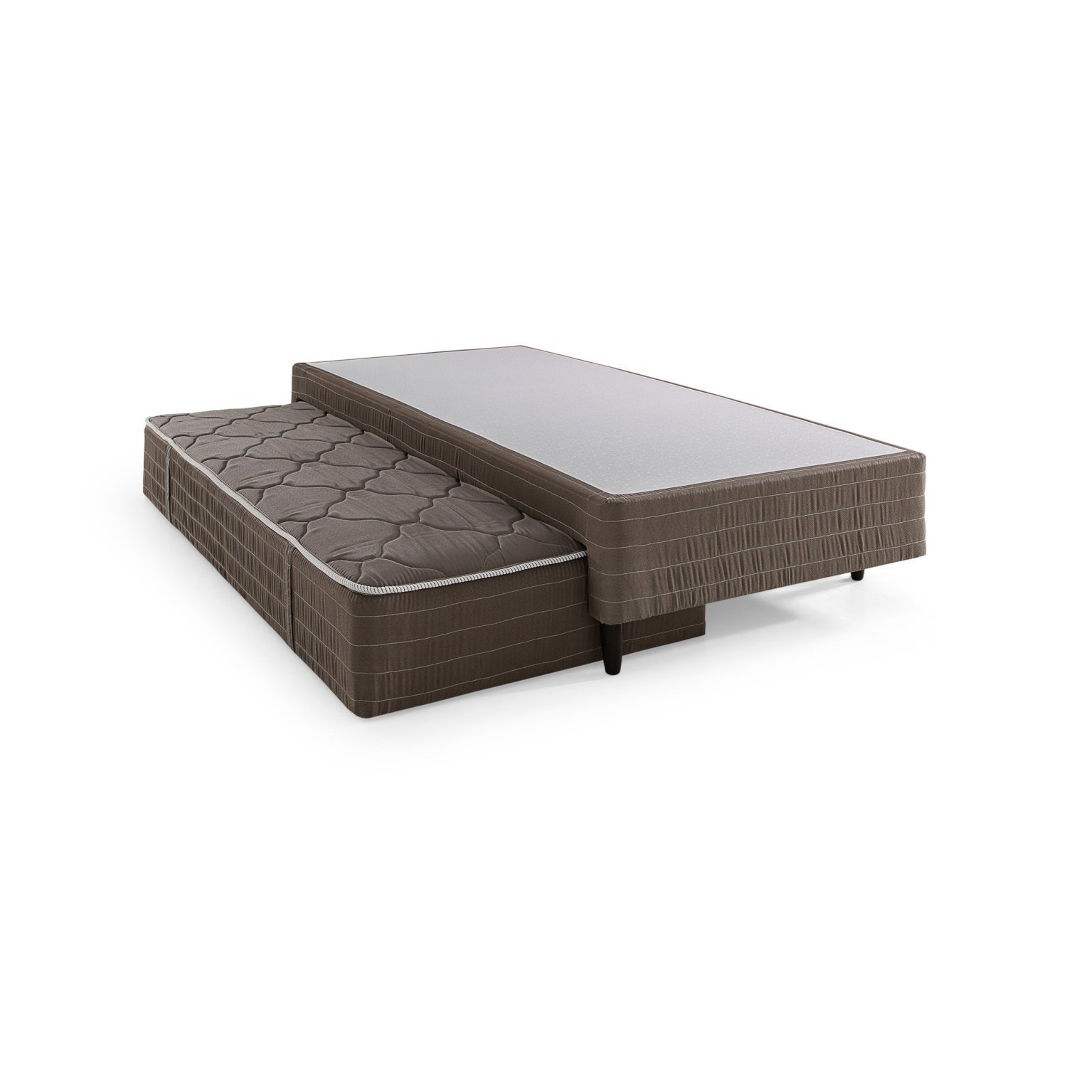 Base Com Colchão Auxiliar Solteiro 96cm Geneva Marrom