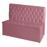 Kit De Quarto Cabeceira De Cama Box E Calçadeira Baú Casal Queen 160cm Suede Botão Strass Rosa Bebê