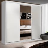 Guarda-Roupa Casal 3 Portas de Correr 4 Gavetas e 3 Espelhos Sky Espresso Móveis Branco