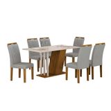 Conjunto Sala De Jantar Com 6 Cadeiras Miami Yescasa Freijó/off White/prata