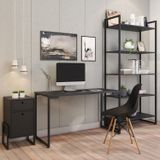 Conjunto Home Office 3 Peças 1 Escrivaninha 120cm 1 Estante Porto 1 Mesa De Cabeceira Wolli Espresso Móveis Preto