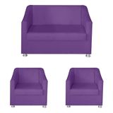 Kit 2 Poltronas E 1 Namoradeira Tilla Suede Roxo