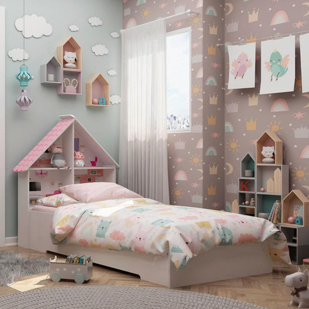 Cama Infantil Gelius Casinha Para Colchão De 88cm E Pintura Uv