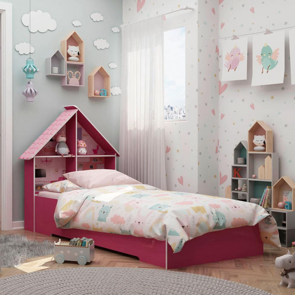 Cama Infantil Gelius Casinha Para Colchão De 88cm E Pintura Uv