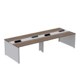 Mesa De Plataforma Dupla Para 4 Pessoas Corporativa 110x140/4p Walnut/cinza