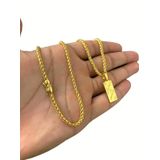 Cordão Peruano 3mm + Pingente Jesus Te Ama - Banhado A Ouro