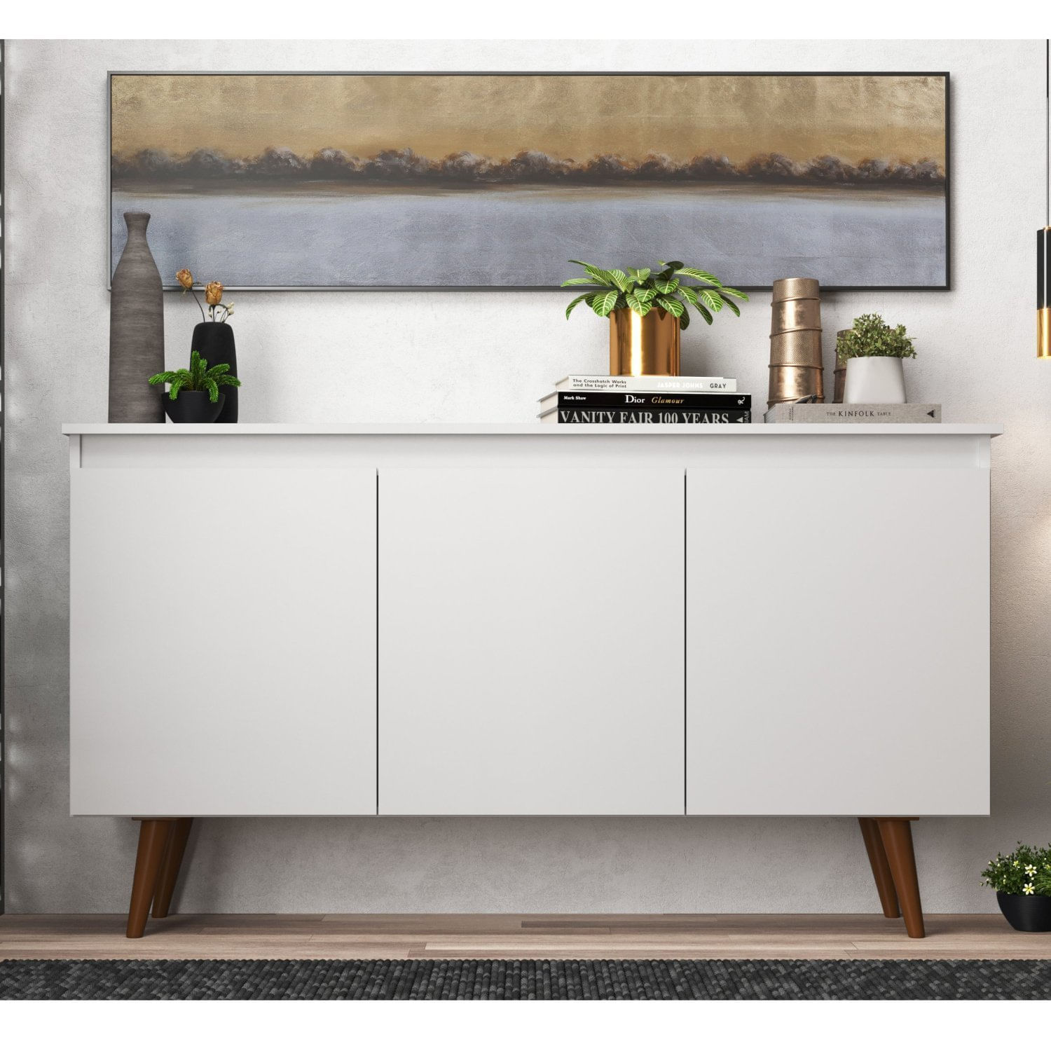 Buffet 3 Portas 136cm Retrô Elza Yescasa Branco