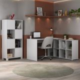 Home Office Completo Com Mesa Em L E Armário Branco