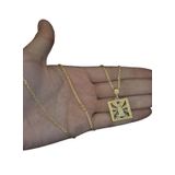 Cordão Cadeado 1mm + Pingente Nossa Senhora - Banhado A Ouro