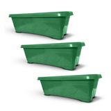 Vaso Floreira Plástico Retangular 50cm (3un) Verde
