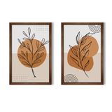 Quadro Decorativo Caixa Alta 2 Un 40x60 Folhas Minimalistas Titulos Moldura Madeira