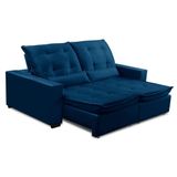 Sofa Retratil Reclinavel 2 Lugares 2,70m Atlantis Veludo Azul Marinho Lansofbr